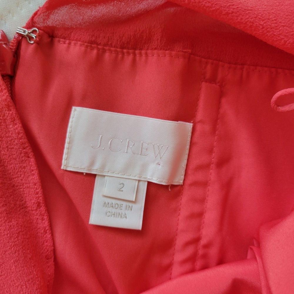 J. Crew Silk Chiffon Coral Dress Size 2 - Picture 3 of 7